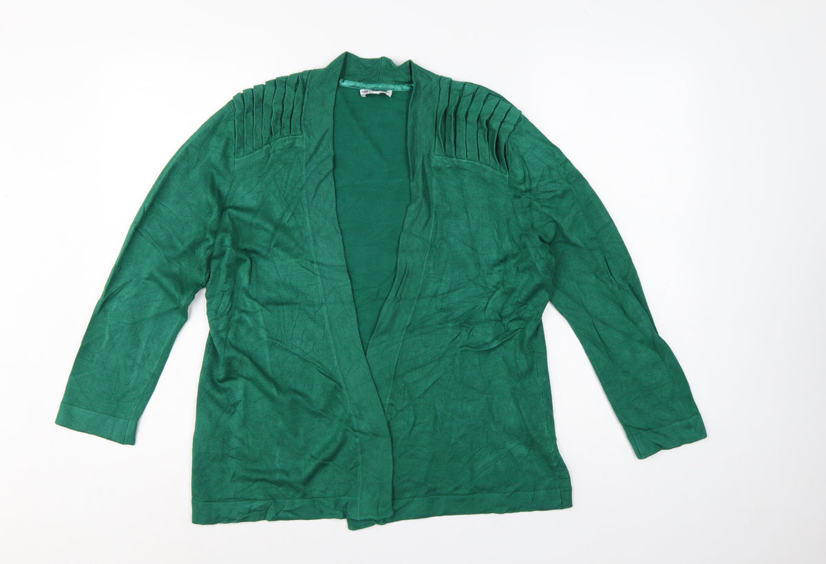 BCB Women’s Green M Open Knit Pleated Shoulder Cardigan