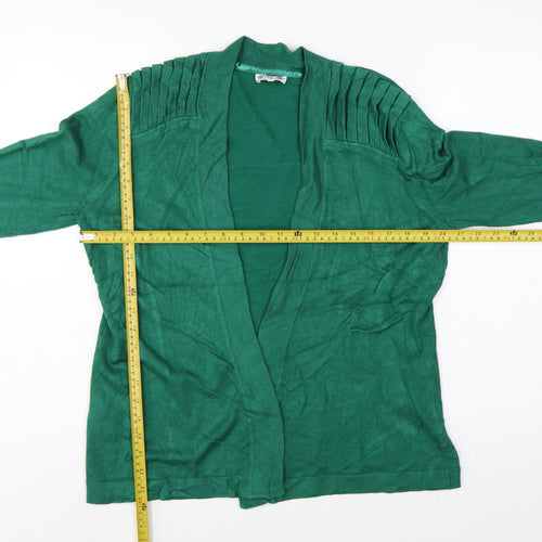 BCB Women’s Green M Open Knit Pleated Shoulder Cardigan