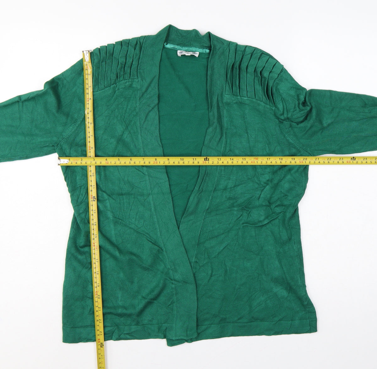 BCB Women’s Green M Open Knit Pleated Shoulder Cardigan