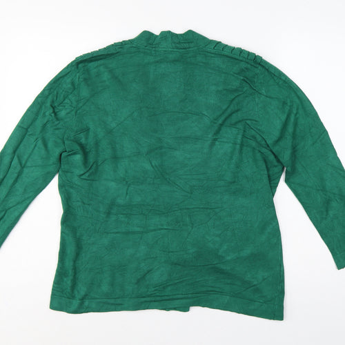 BCB Women’s Green M Open Knit Pleated Shoulder Cardigan