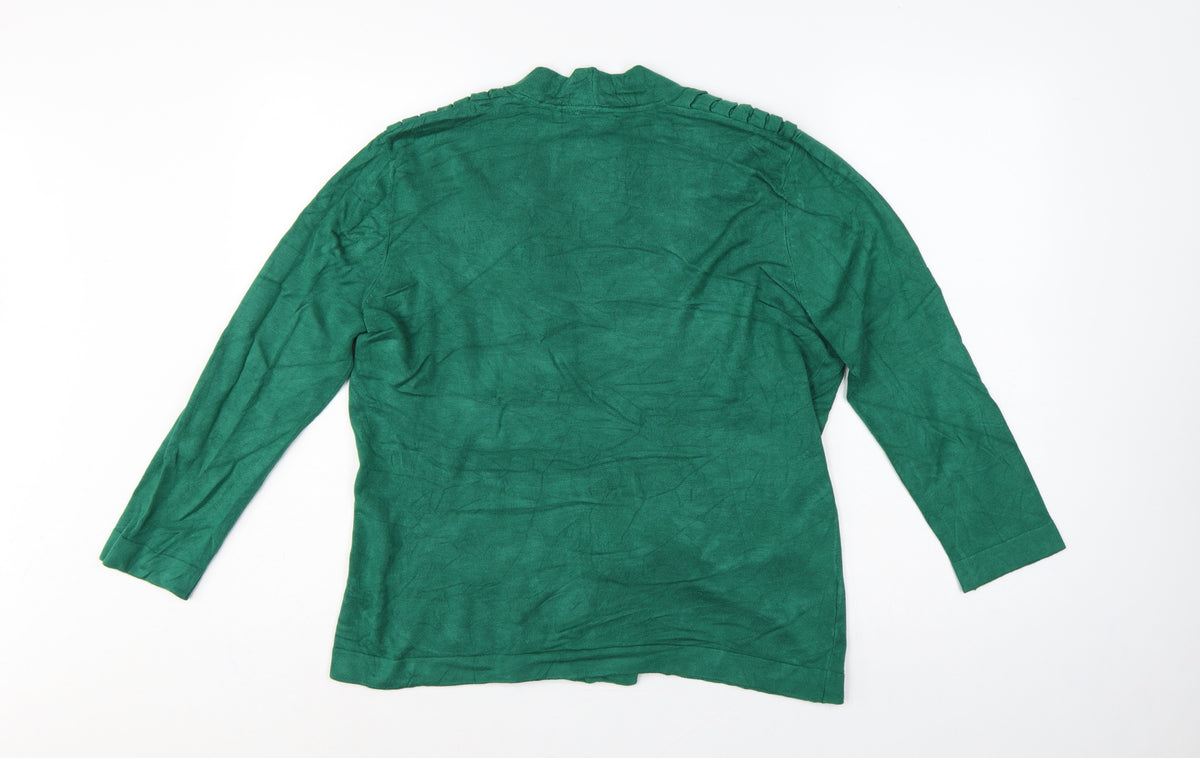 BCB Women’s Green M Open Knit Pleated Shoulder Cardigan