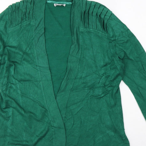 BCB Women’s Green M Open Knit Pleated Shoulder Cardigan