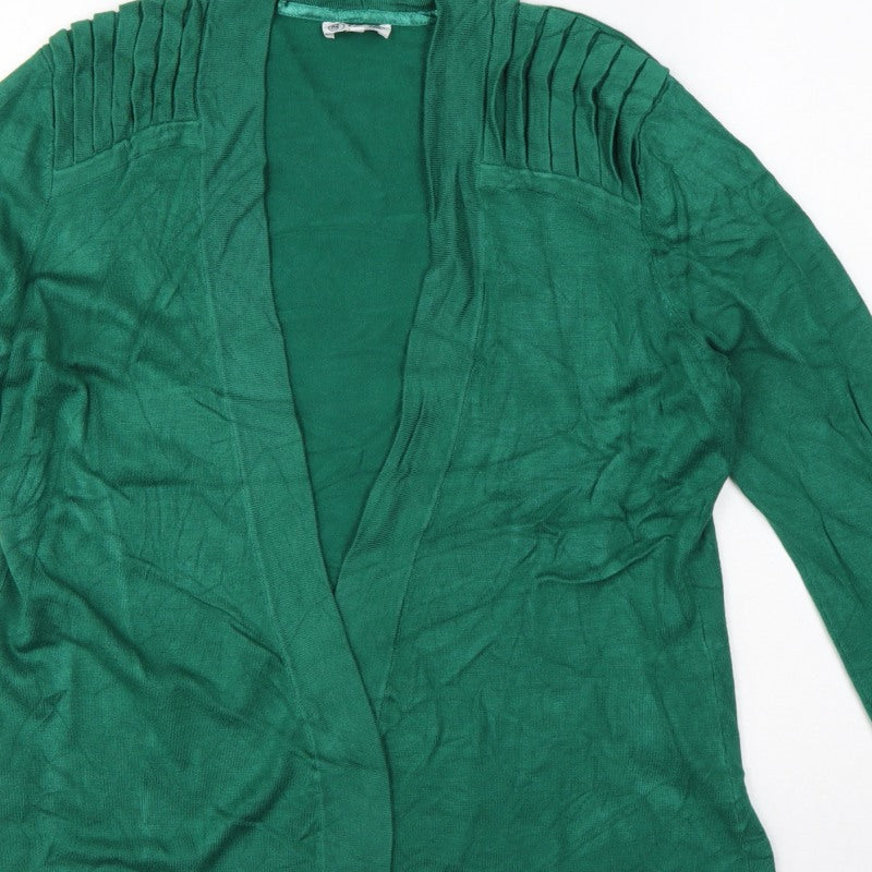 BCB Women’s Green M Open Knit Pleated Shoulder Cardigan
