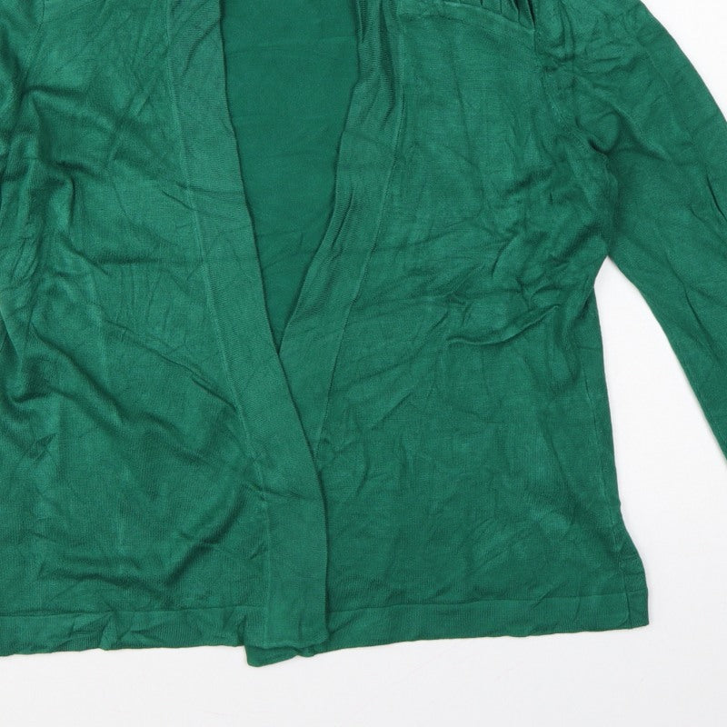 BCB Women’s Green M Open Knit Pleated Shoulder Cardigan