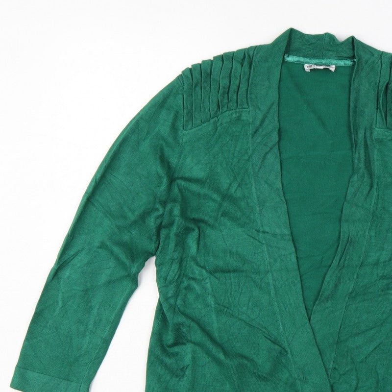 BCB Women’s Green M Open Knit Pleated Shoulder Cardigan