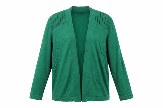 BCB Women’s Green M Open Knit Pleated Shoulder Cardigan