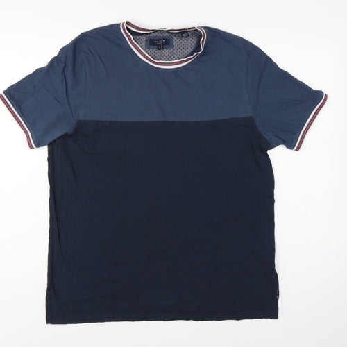 Ted Baker Men Blue XL Colourblock Crew Neck Short Sleeve T-Shirt