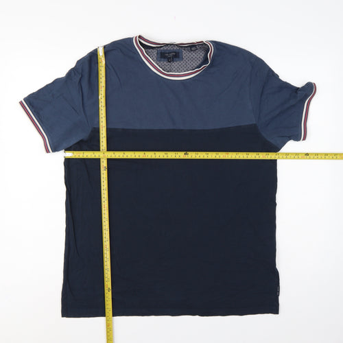 Ted Baker Men Blue XL Colourblock Crew Neck Short Sleeve T-Shirt
