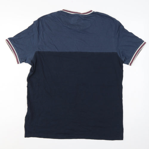 Ted Baker Men Blue XL Colourblock Crew Neck Short Sleeve T-Shirt