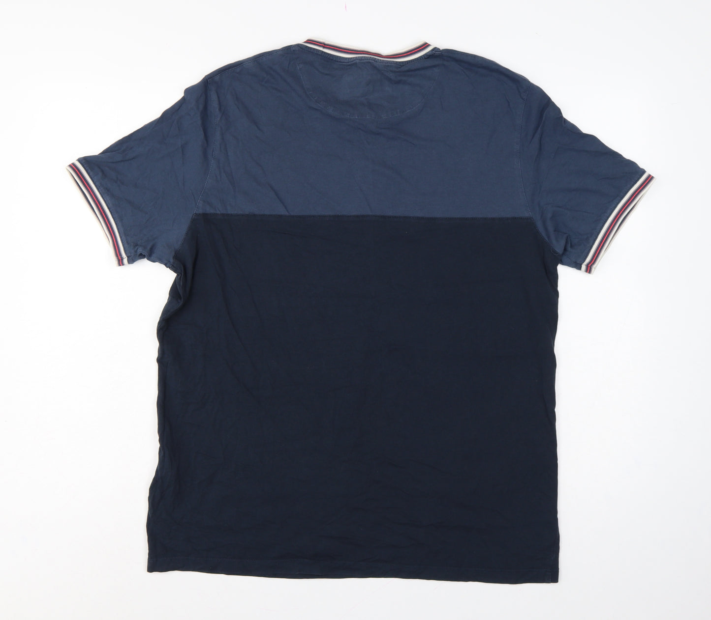 Ted Baker Men Blue XL Colourblock Crew Neck Short Sleeve T-Shirt