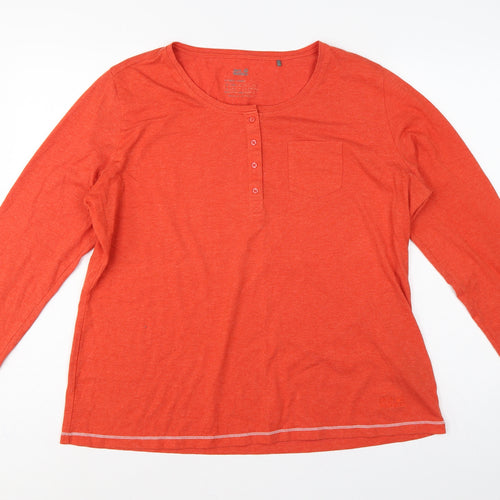 Jack Wolfskin Unisex Orange XL Long Sleeve Henley T-Shirt Pocket