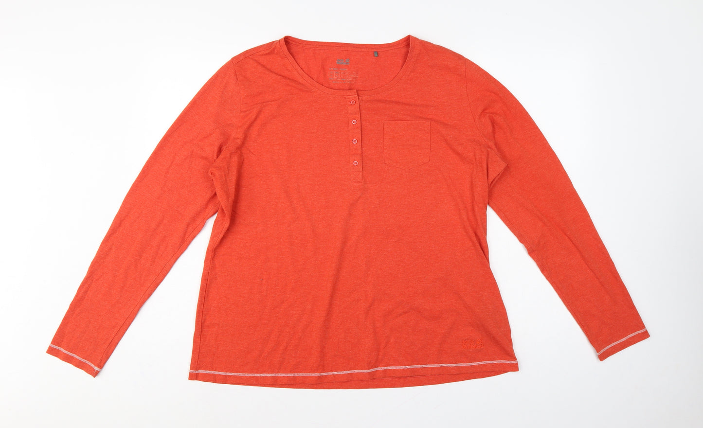 Jack Wolfskin Unisex Orange XL Long Sleeve Henley T-Shirt Pocket