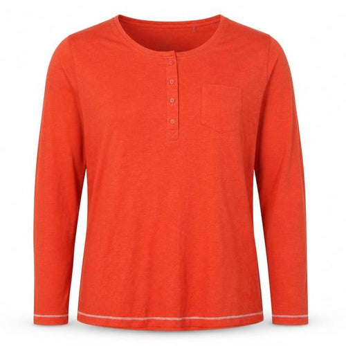 Jack Wolfskin Unisex Orange XL Long Sleeve Henley T-Shirt Pocket