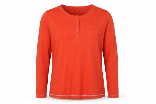 Jack Wolfskin Unisex Orange XL Long Sleeve Henley T-Shirt Pocket