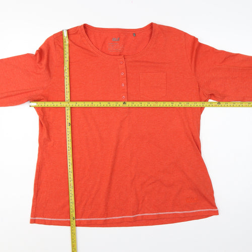 Jack Wolfskin Unisex Orange XL Long Sleeve Henley T-Shirt Pocket
