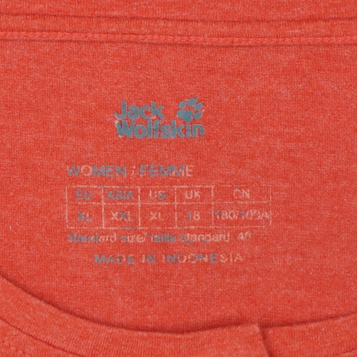Jack Wolfskin Unisex Orange XL Long Sleeve Henley T-Shirt Pocket