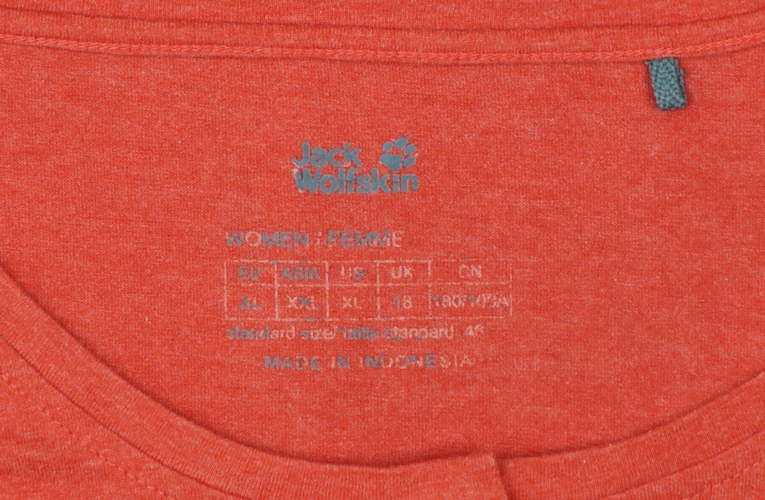Jack Wolfskin Unisex Orange XL Long Sleeve Henley T-Shirt Pocket