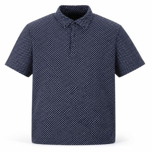 Nautica Men's Blue L Geometric Print Short Sleeve Cotton Polo Shirt