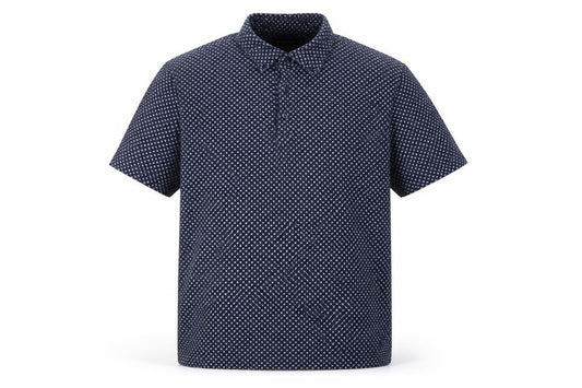 Nautica Men's Blue L Geometric Print Short Sleeve Cotton Polo Shirt