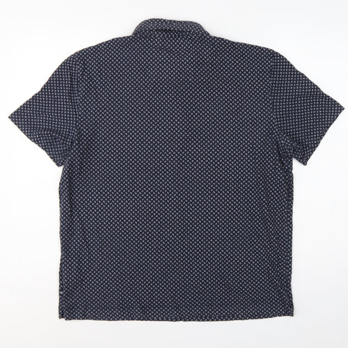 Nautica Men's Blue L Geometric Print Short Sleeve Cotton Polo Shirt