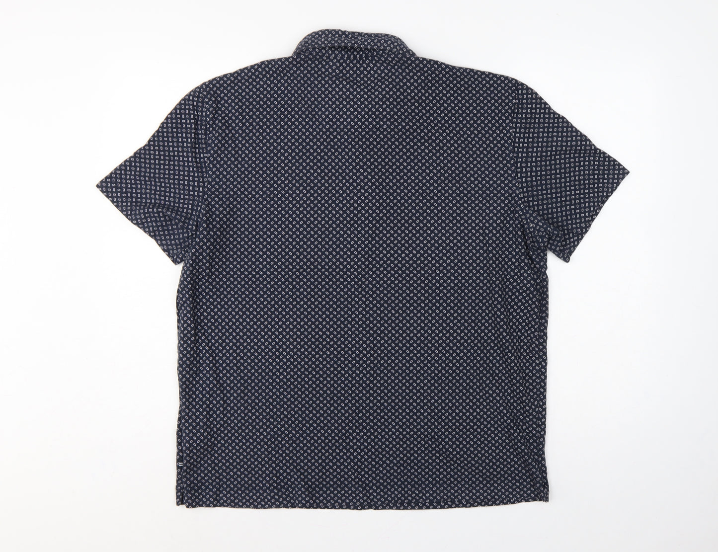 Nautica Men's Blue L Geometric Print Short Sleeve Cotton Polo Shirt