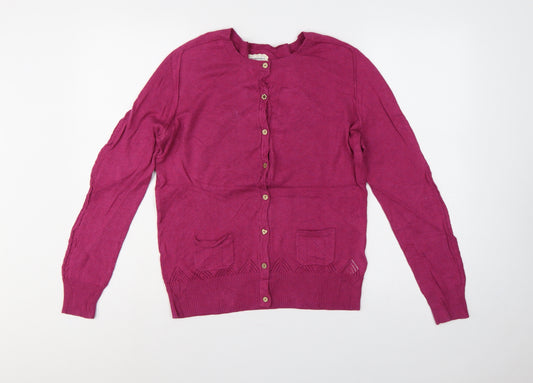 Mantaray Women’s Pink Size 14 Cotton Button Cardigan Pockets Knit