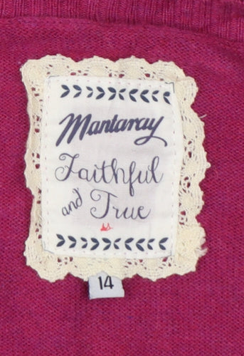 Mantaray Women’s Pink Size 14 Cotton Button Cardigan Pockets Knit