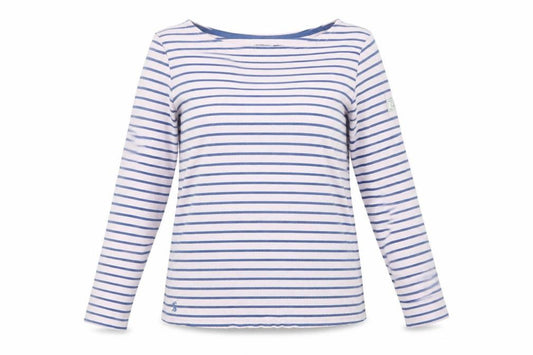 Joules Women Pink Blue UK 12 Basic Striped Cotton Long Sleeve T-Shirt