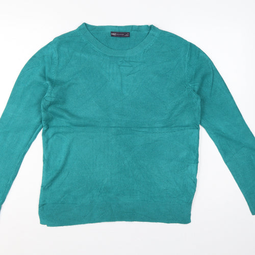 Marks & Spencer Women Green Size 12 Crew Neck Knit Pullover Jumper