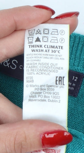 Marks & Spencer Women Green Size 12 Crew Neck Knit Pullover Jumper