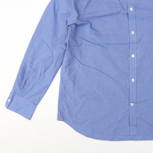 Marks and Spencer Men Blue Gingham 16.5 Regular Fit Formal Shirt