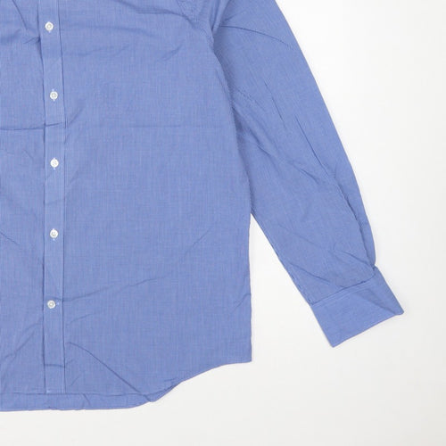 Marks and Spencer Men Blue Gingham 16.5 Regular Fit Formal Shirt