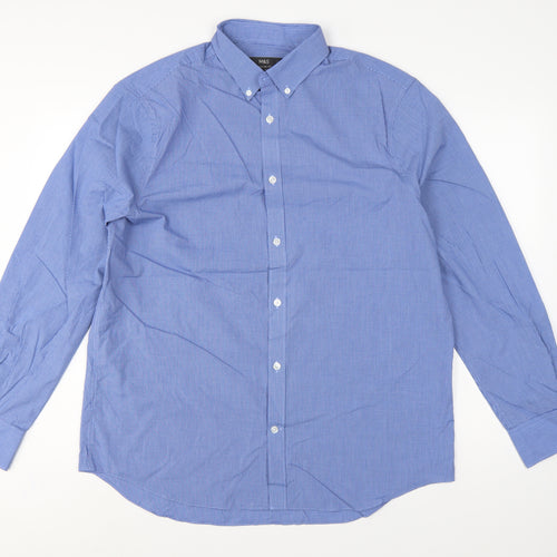 Marks and Spencer Men Blue Gingham 16.5 Regular Fit Formal Shirt