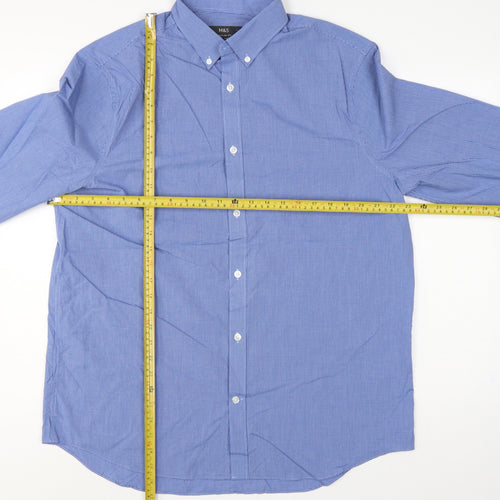 Marks and Spencer Men Blue Gingham 16.5 Regular Fit Formal Shirt