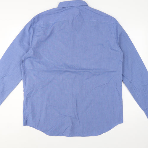 Marks and Spencer Men Blue Gingham 16.5 Regular Fit Formal Shirt