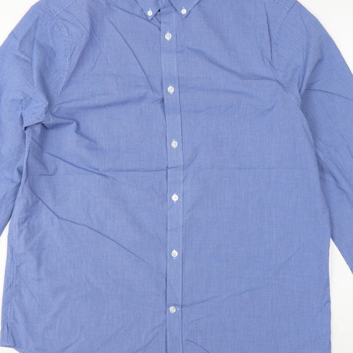 Marks and Spencer Men Blue Gingham 16.5 Regular Fit Formal Shirt