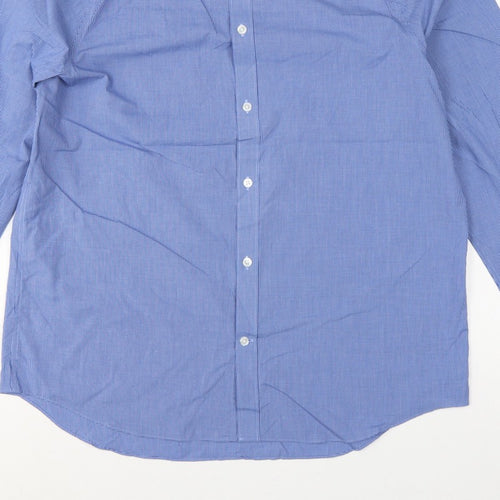 Marks and Spencer Men Blue Gingham 16.5 Regular Fit Formal Shirt