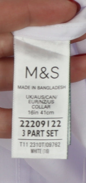 Marks & Spencer Men’s White 16 Tailored Fit Long Sleeve Formal Shirt