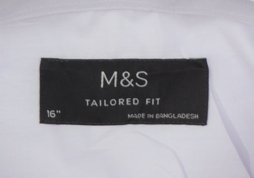 Marks & Spencer Men’s White 16 Tailored Fit Long Sleeve Formal Shirt