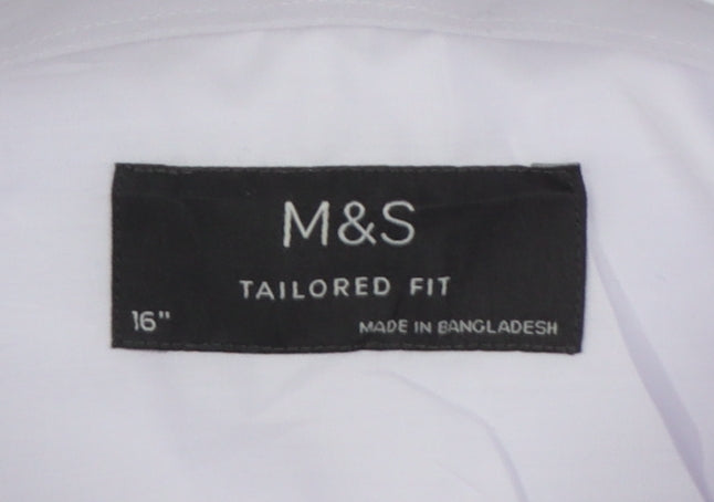 Marks & Spencer Men’s White 16 Tailored Fit Long Sleeve Formal Shirt