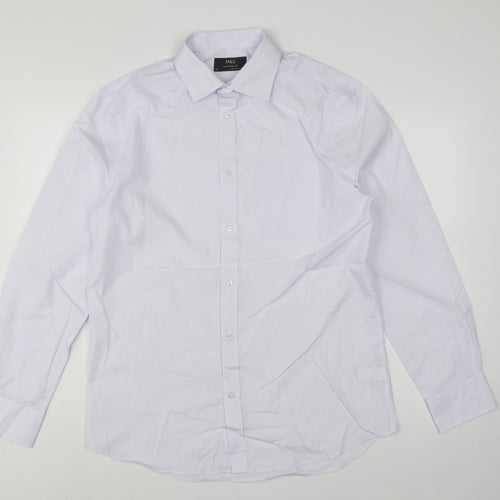 Marks & Spencer Men's White 16 Regular Long Sleeve Dress Shirt