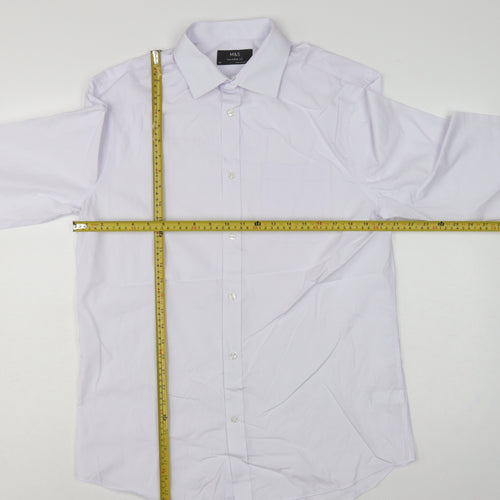 Marks & Spencer Men's White 16 Regular Long Sleeve Dress Shirt