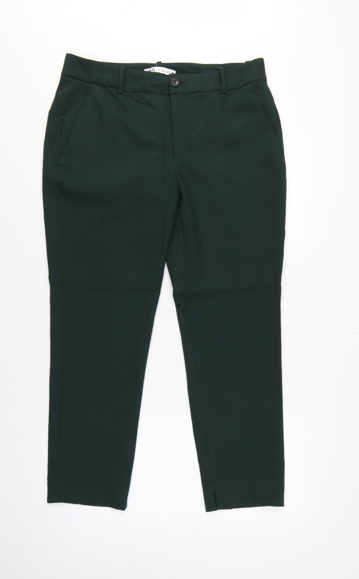 Zara Women’s Green L Slim Tapered Tailored Dress Trousers