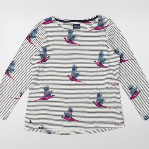Joules Women’s White Stripe Pheasant Jersey Long Sleeve T-Shirt UK 16