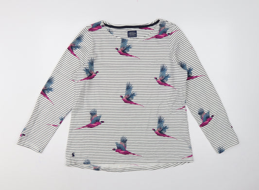 Joules Women’s White Stripe Pheasant Jersey Long Sleeve T-Shirt UK 16