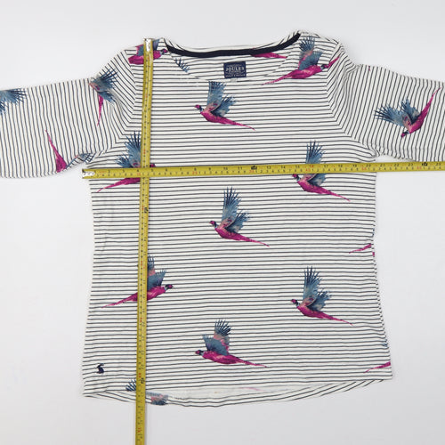 Joules Women’s White Stripe Pheasant Jersey Long Sleeve T-Shirt UK 16