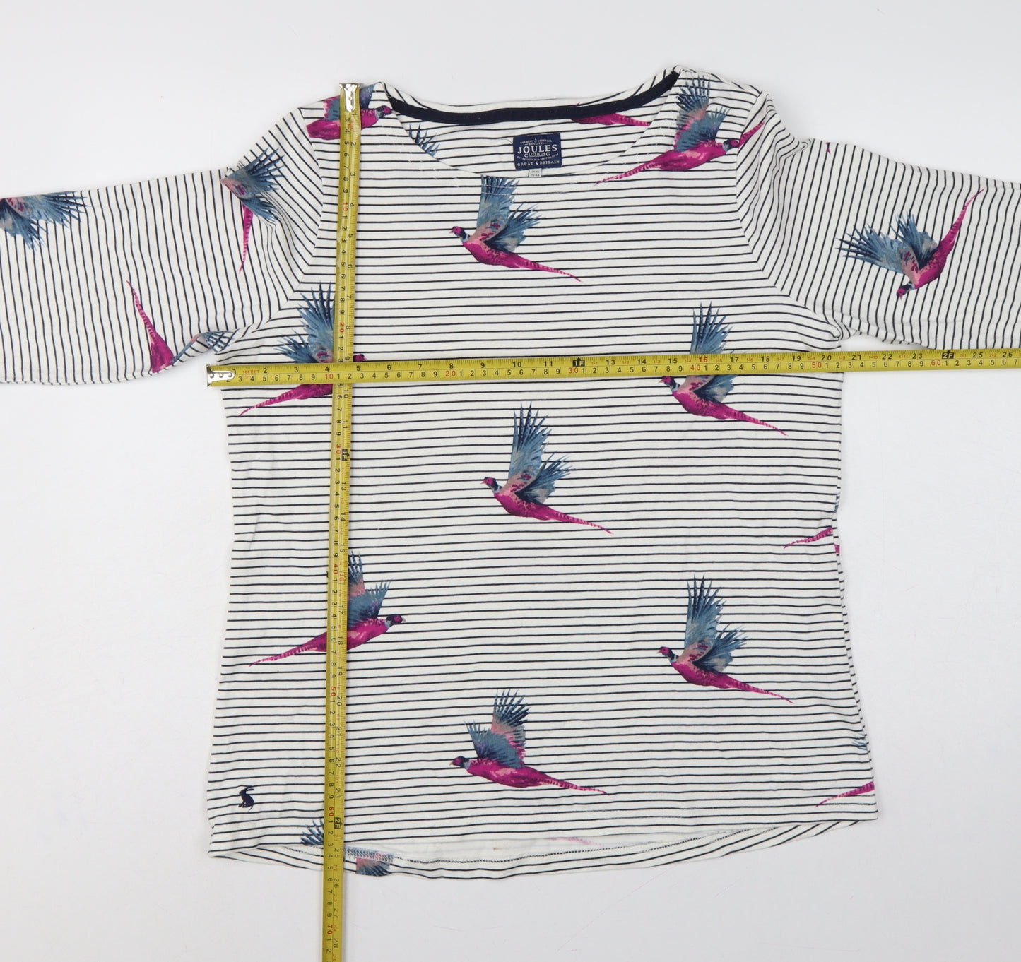 Joules Women’s White Stripe Pheasant Jersey Long Sleeve T-Shirt UK 16