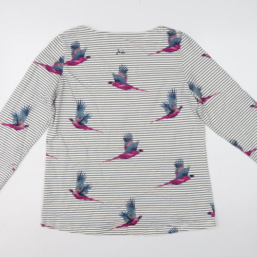 Joules Women’s White Stripe Pheasant Jersey Long Sleeve T-Shirt UK 16