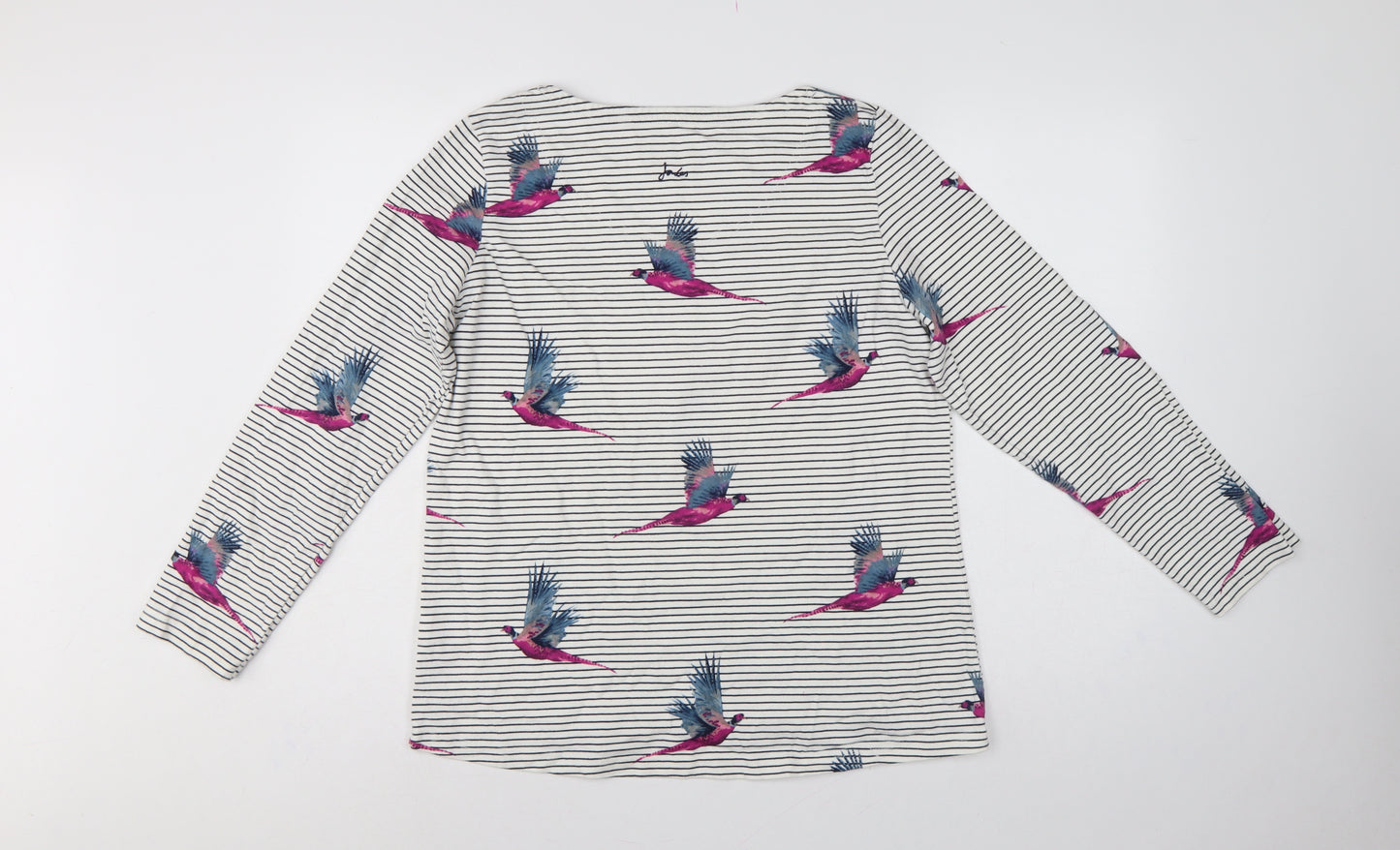 Joules Women’s White Stripe Pheasant Jersey Long Sleeve T-Shirt UK 16