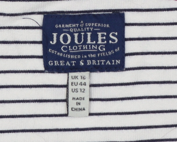 Joules Women’s White Stripe Pheasant Jersey Long Sleeve T-Shirt UK 16